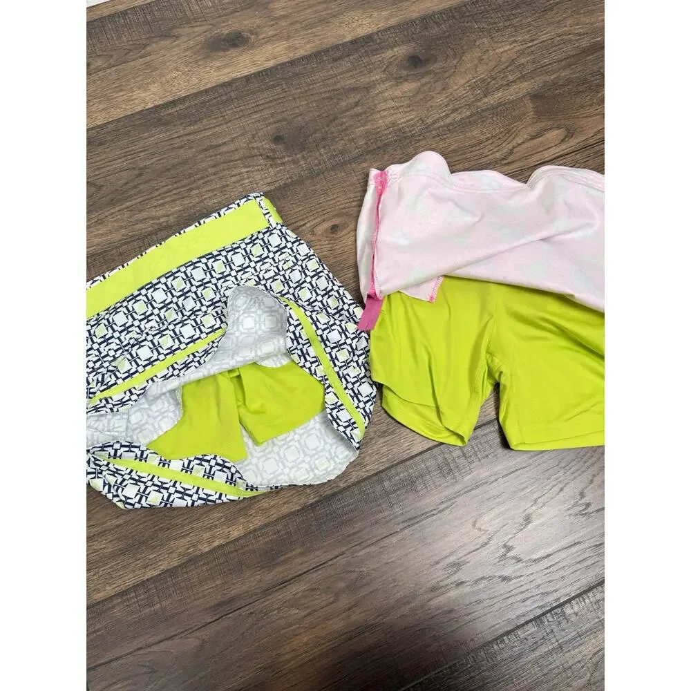 Turtles & Tees Girls Sz 7/8 Tennis Golf Skort Skirts Set Of 2 Scallop Hem Ribbon